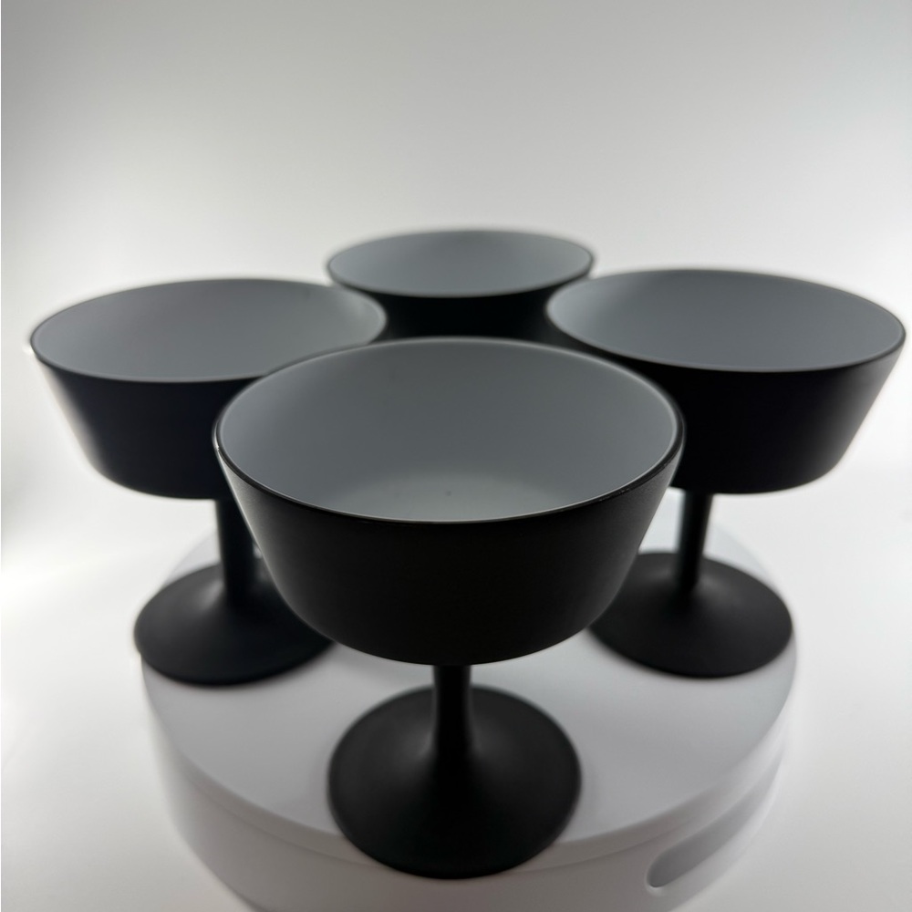 Carlo Moretti Black Satinato Champagne Coupe Stemmed Set, 4 Pieces Set